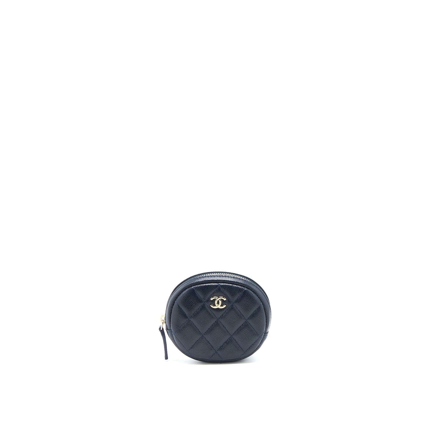 Chanel Mini Round Pouch Caviar Navy L