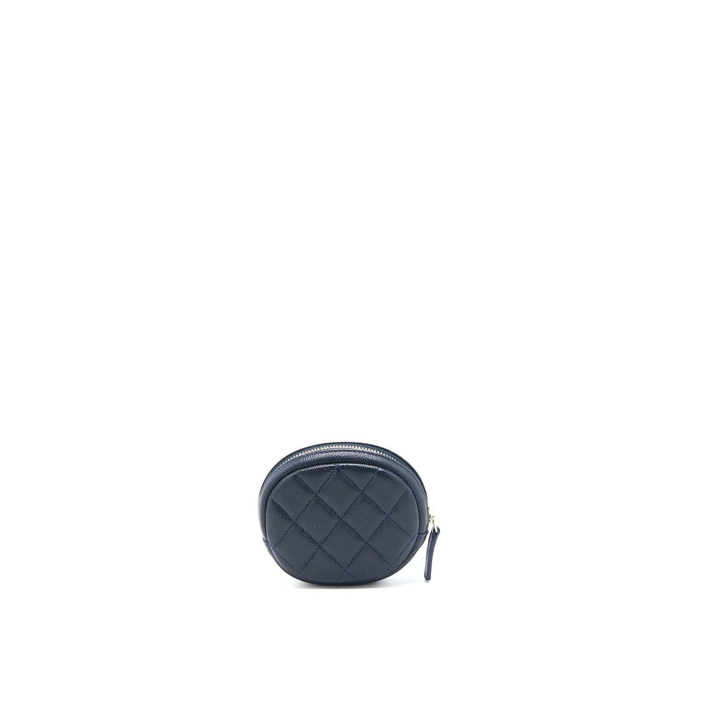 Chanel Mini Round Pouch Caviar Navy L