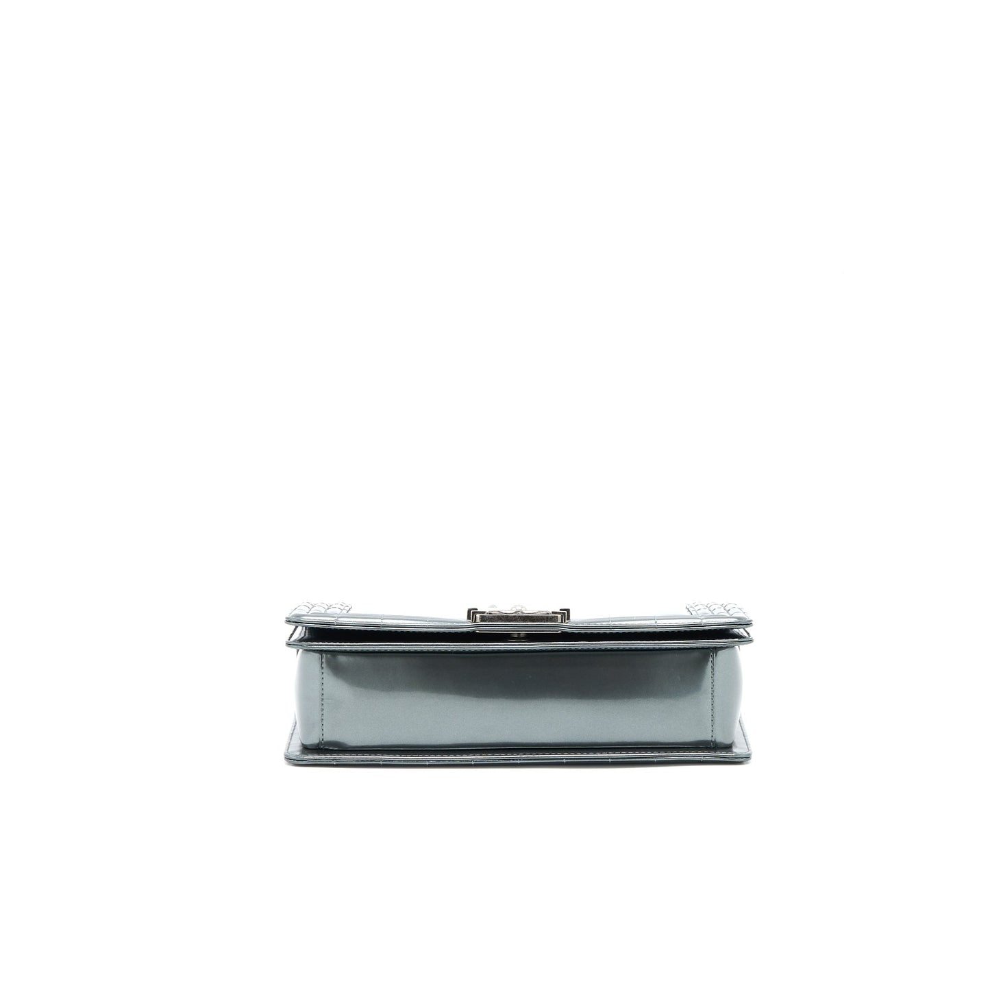 Chanel Medium Boy Bag Patent Grey Ruthenium