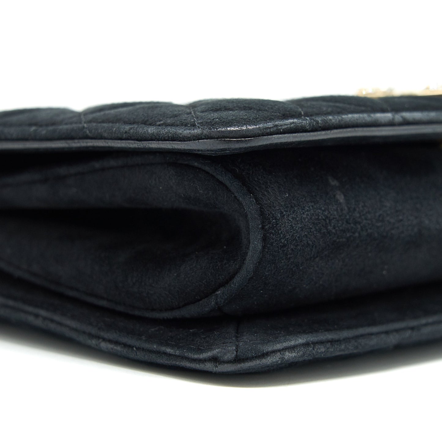 Chanel Quilted Velvet CC Logo Flap Bag black L