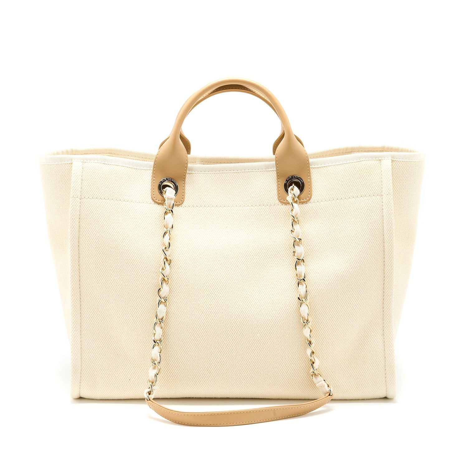 Chanel Deauville Tote Bag Fabric/Leather Creamy White/Beige
