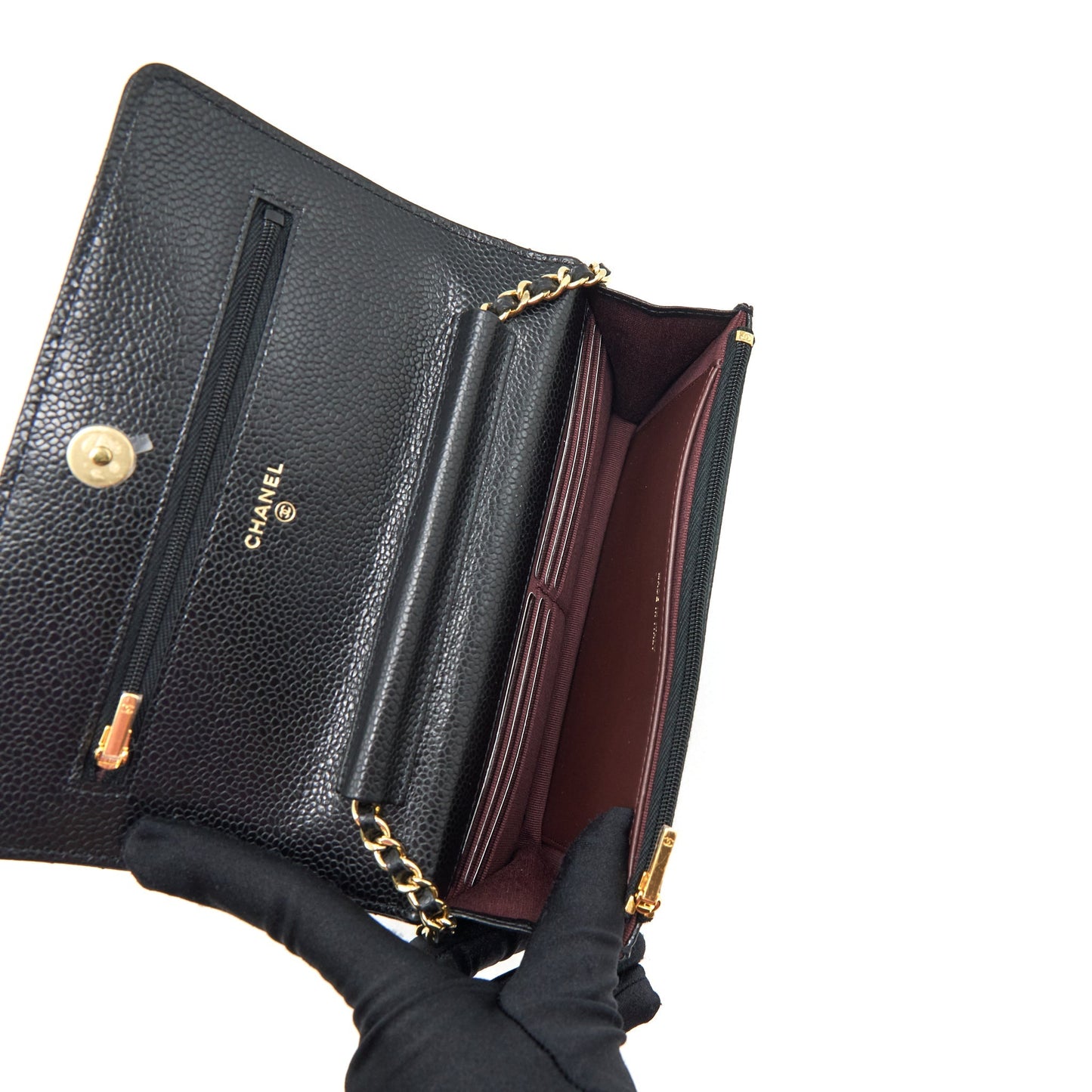 Chanel 22P Classic Wallet On Chain Caviar Black L