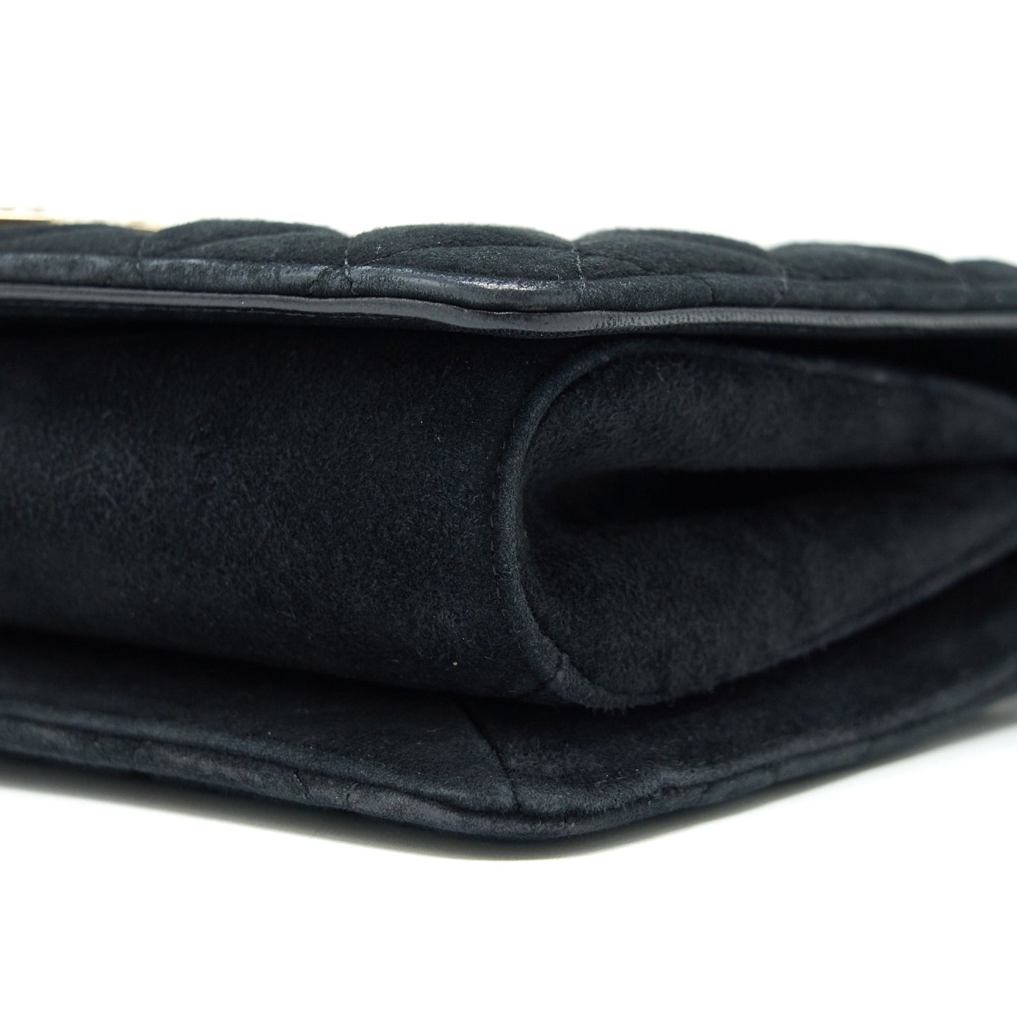 Chanel Quilted Velvet CC Logo Flap Bag black L