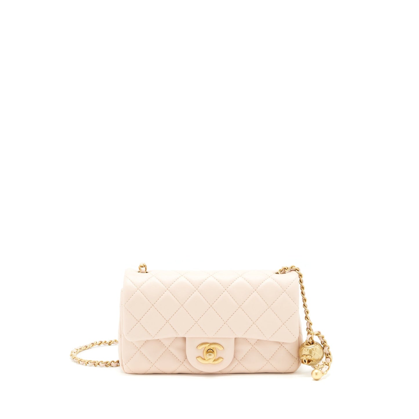 Chanel 22C Pearl Crush Mini Rectangular Flap Bag Lambskin Light Berge