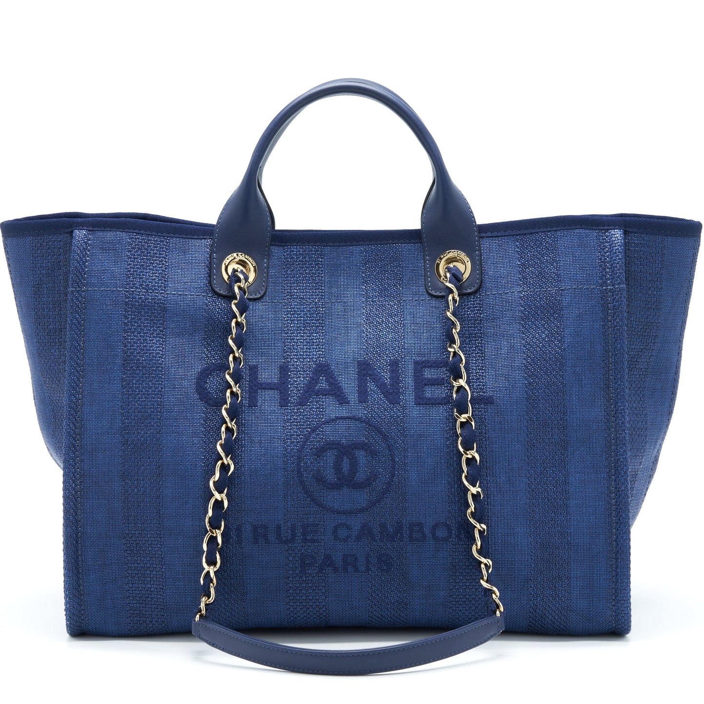 Chanel Deauville Tote Bag Canvas Dark Blue