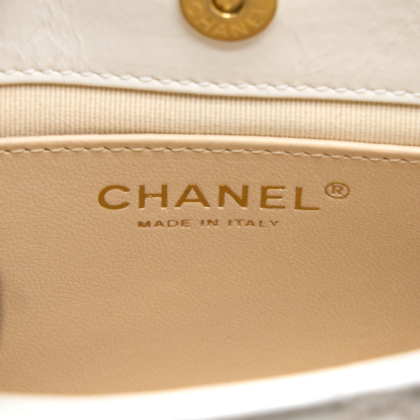Chanel 23C Small Hobo Bag Shiny Calfskin White Brushed  (Microchip)