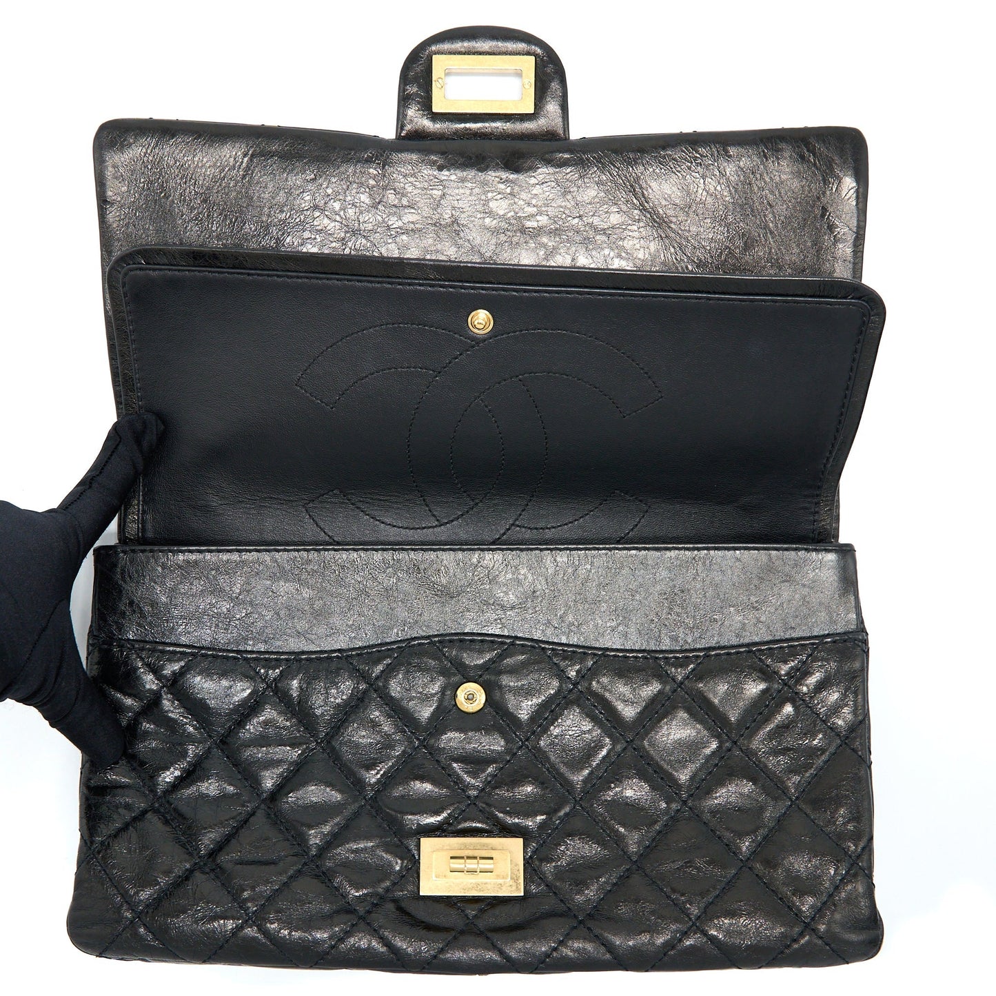 Chanel 2.55 Reissue 227 Shiny Aged Calfskin Black