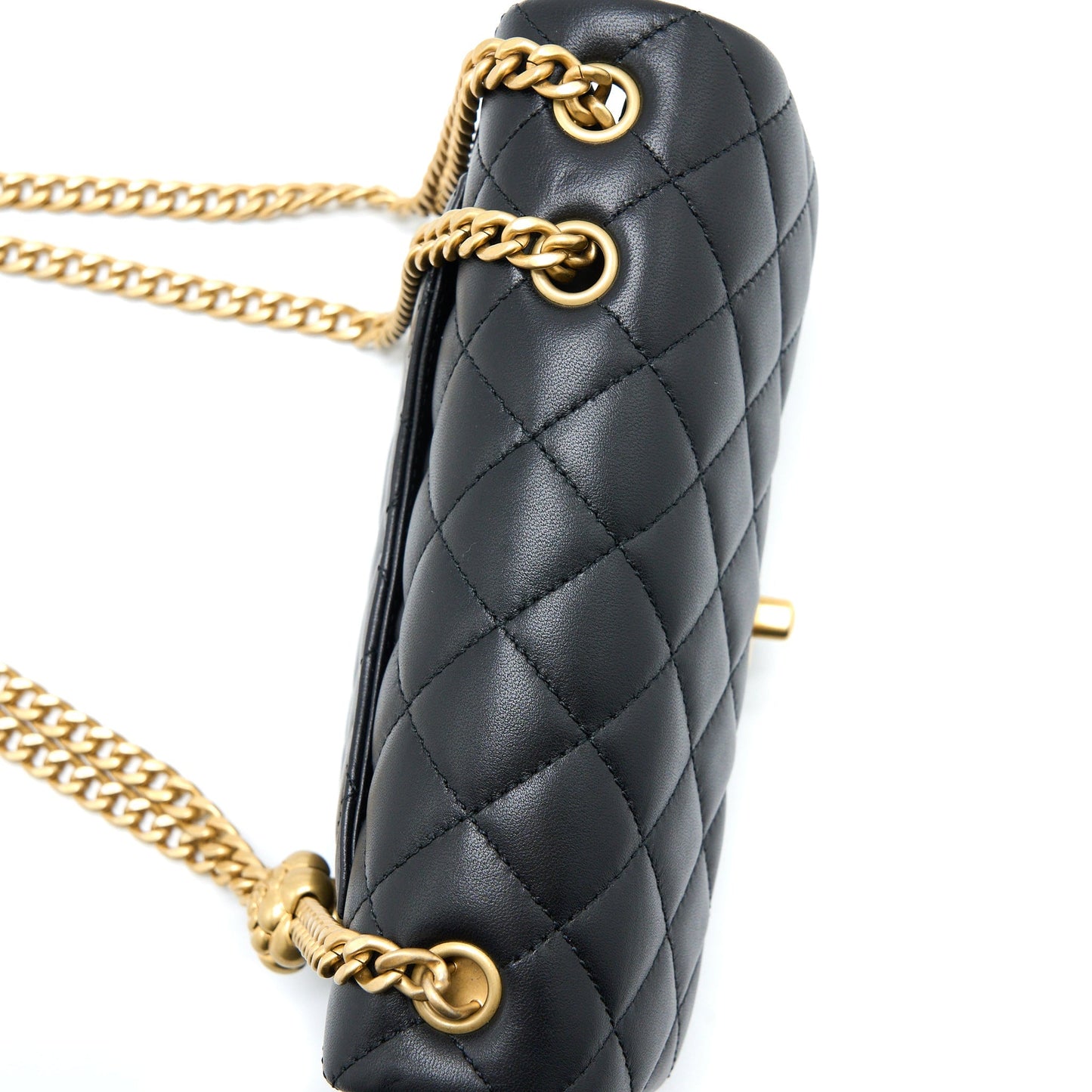 Chanel 23S Camellia Chain Mini Rectangular Lambskin Black Brushed  (Microchip)