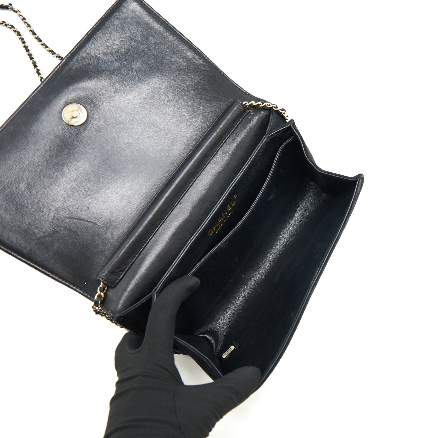 Chanel Quilted Velvet CC Logo Flap Bag black L