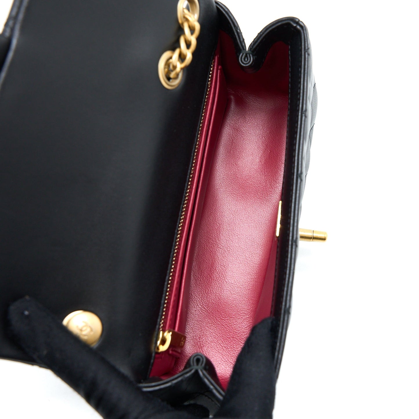 Chanel 23S Camellia Chain Mini Rectangular Lambskin Black Brushed  (Microchip)