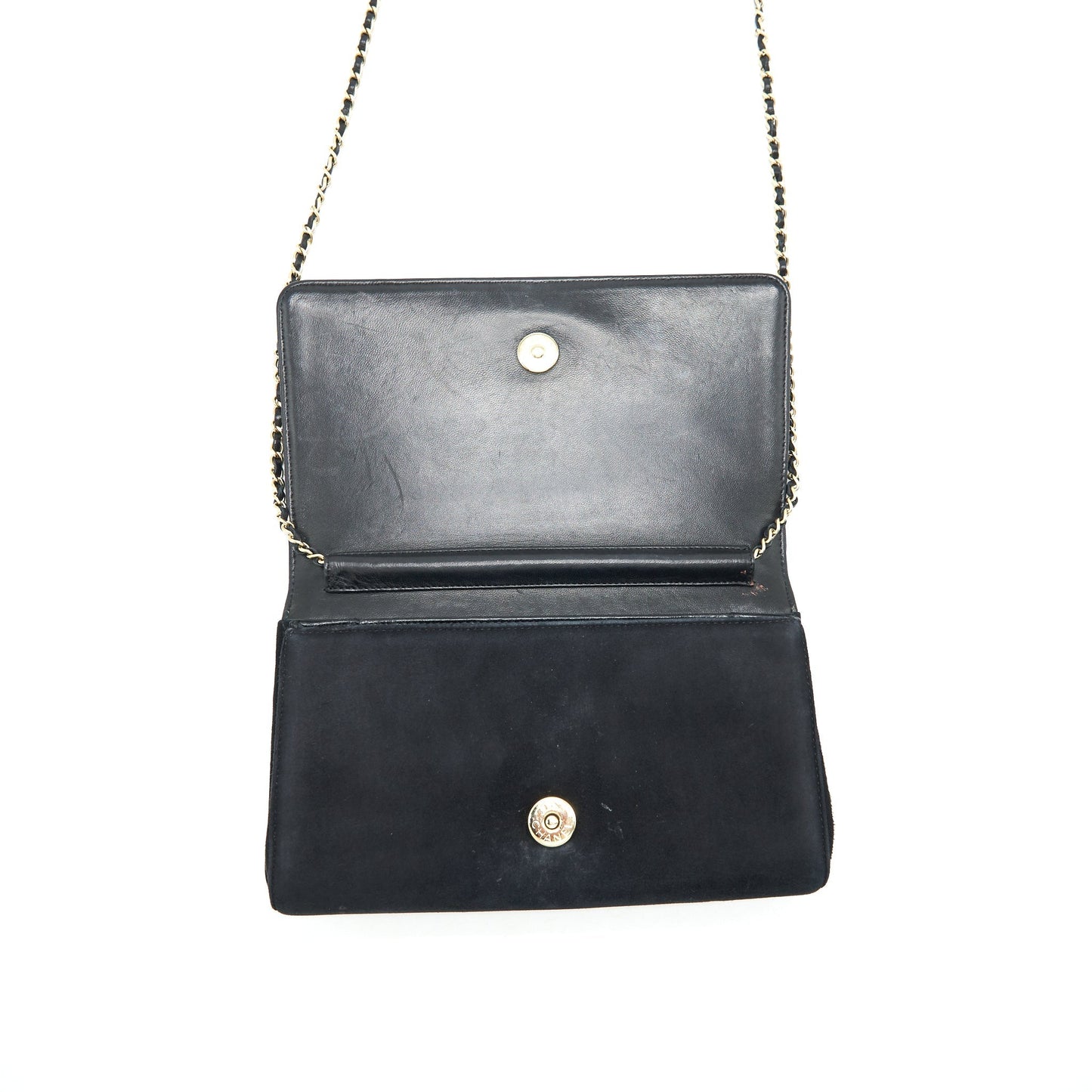 Chanel Quilted Velvet CC Logo Flap Bag black L