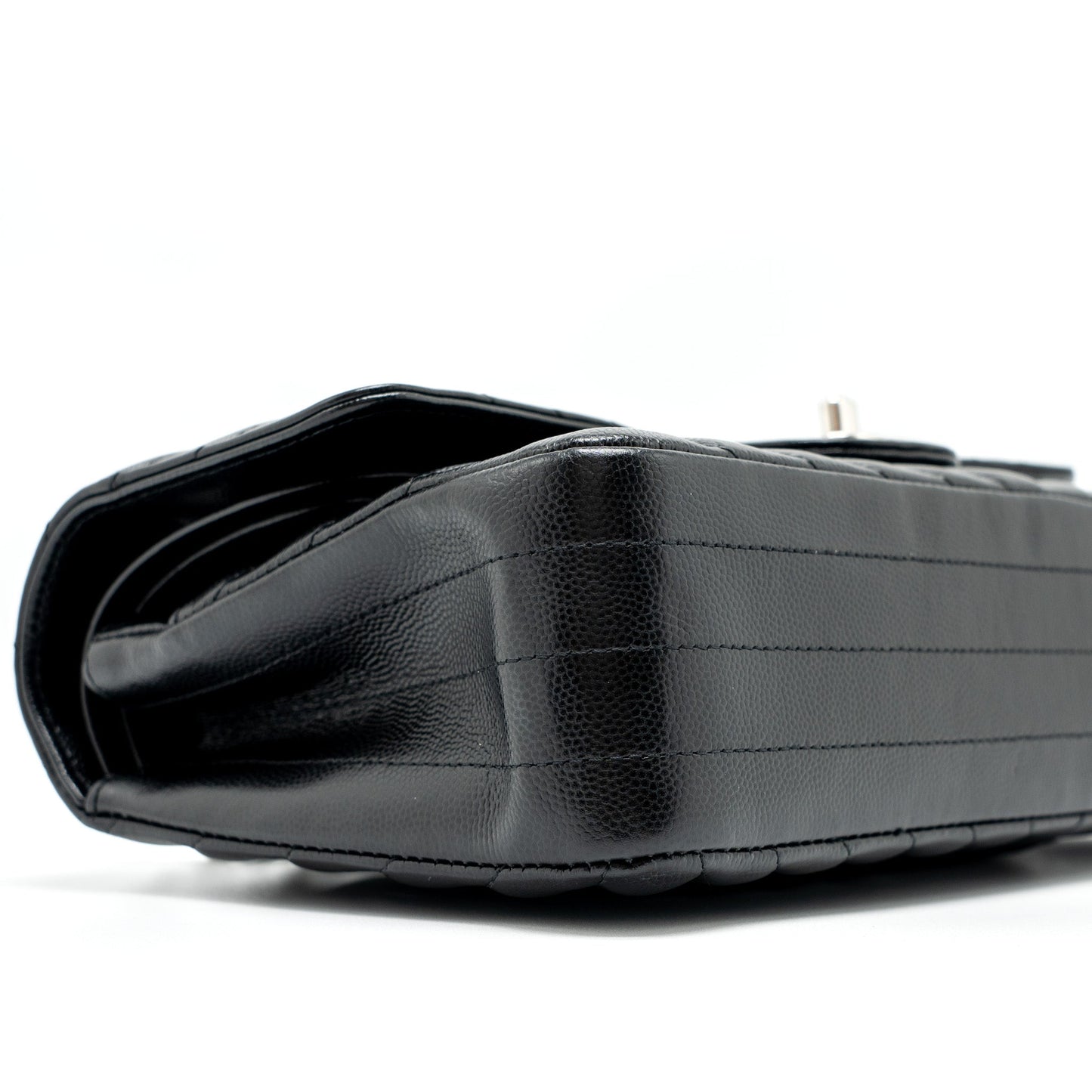 Chanel Medium Classic Double Flap Bag Chevron Caviar Black