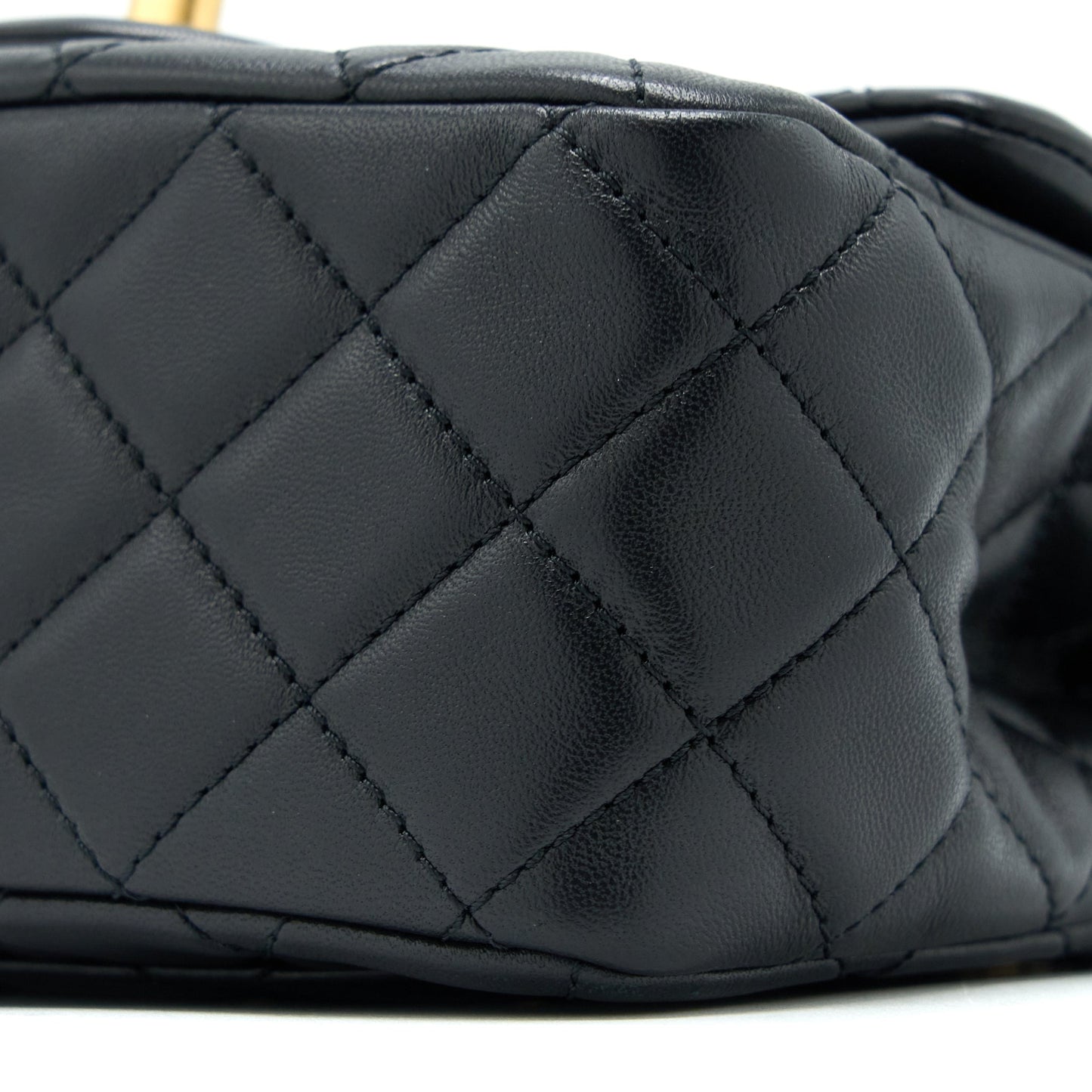 Chanel Pearl Crush Mini Square Lambskin Black Brushed  (Microchip)