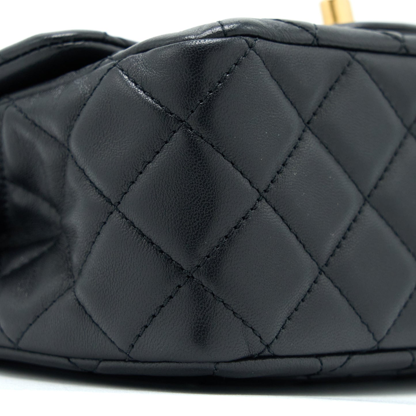 Chanel Pearl Crush Mini Square Lambskin Black Brushed  (Microchip)