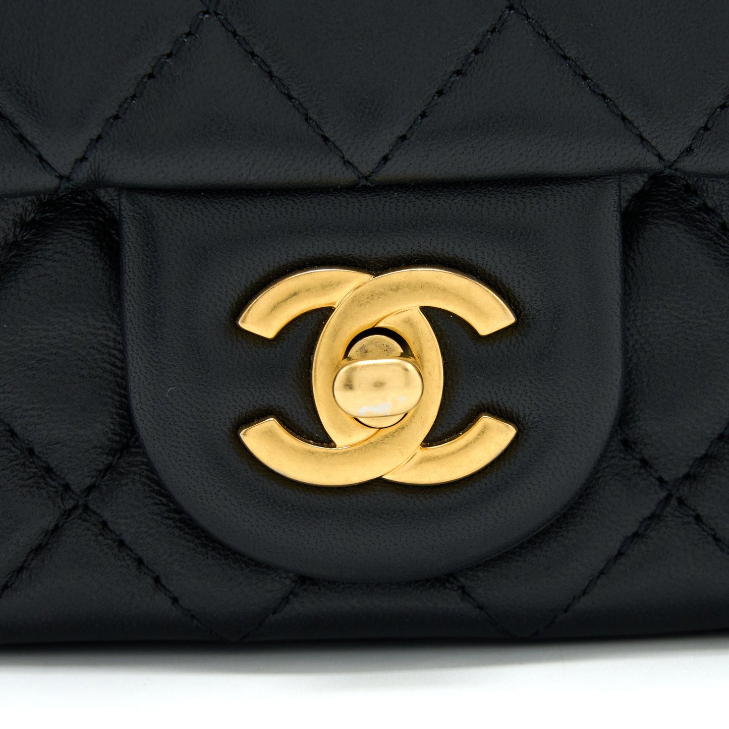 Chanel Pearl Crush Mini Square Lambskin Black Brushed  (Microchip)