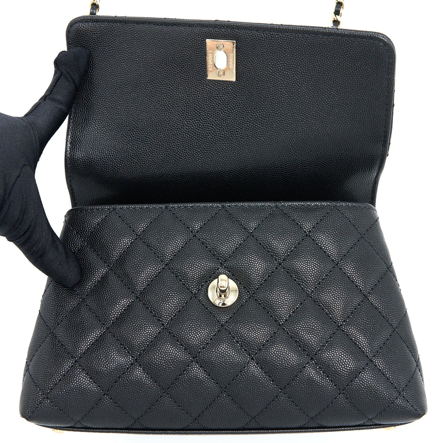 Chanel Small Coco Handle Flap Bag Caviar Black L (Microchip)