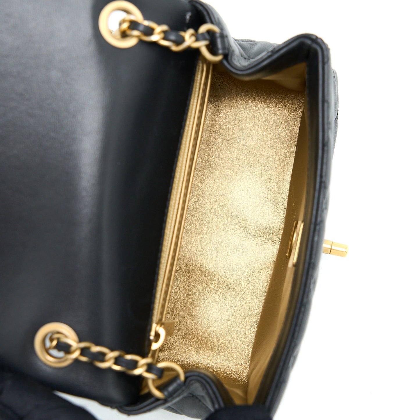 Chanel Pearl Crush Mini Square Lambskin Black Brushed  (Microchip)