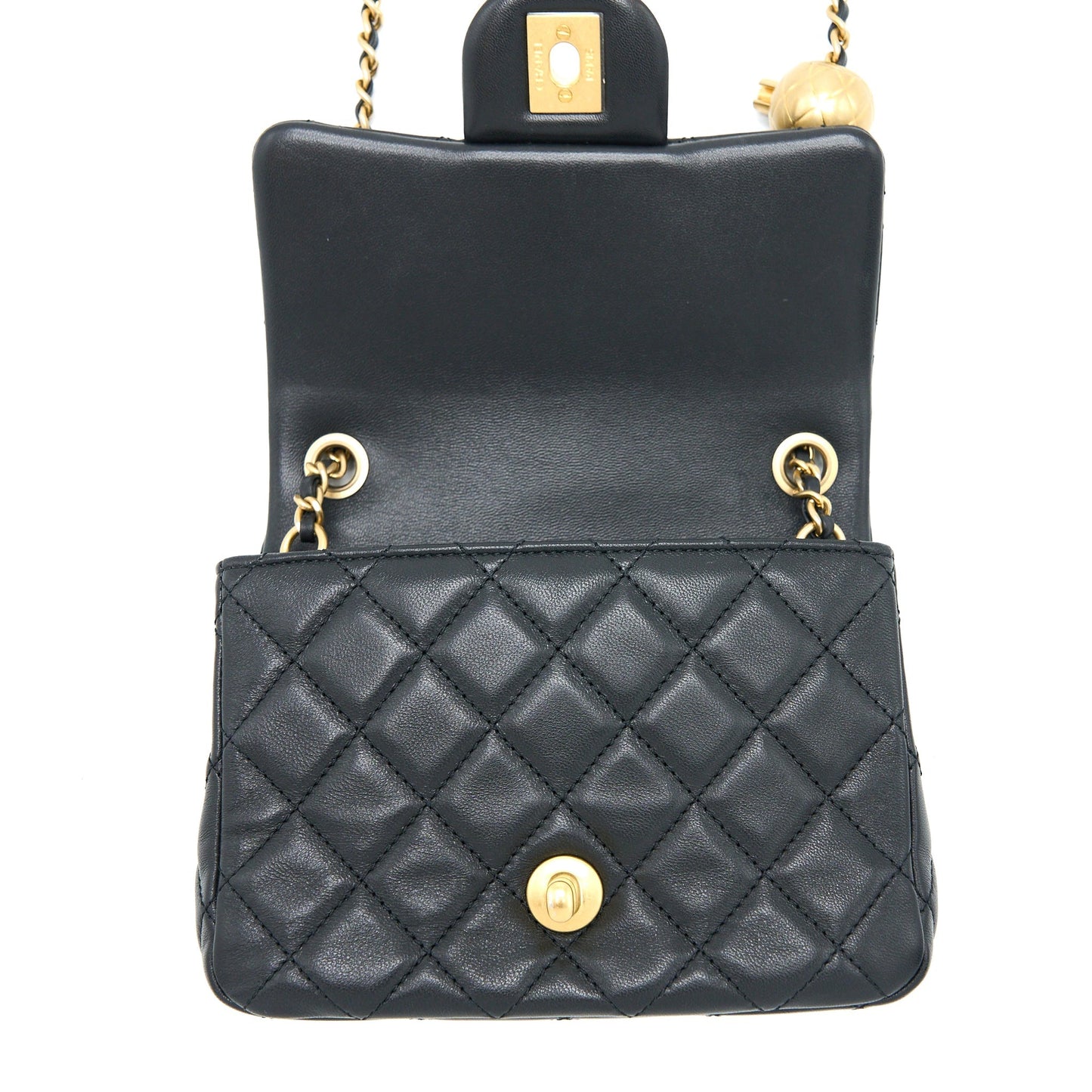 Chanel Pearl Crush Mini Square Lambskin Black Brushed  (Microchip)