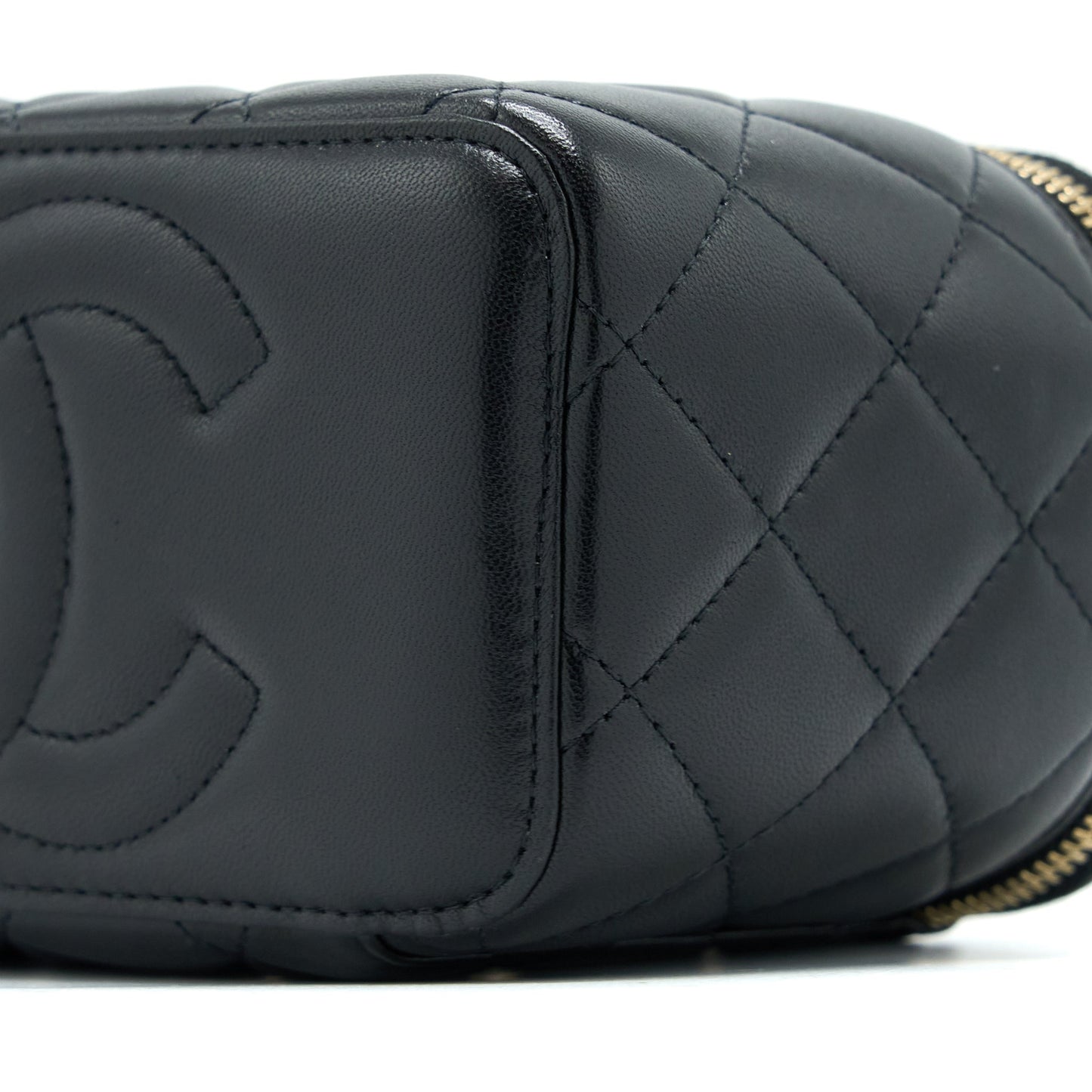 Chanel 22A Top Handle Long Vanity Case Lambskin Black L
