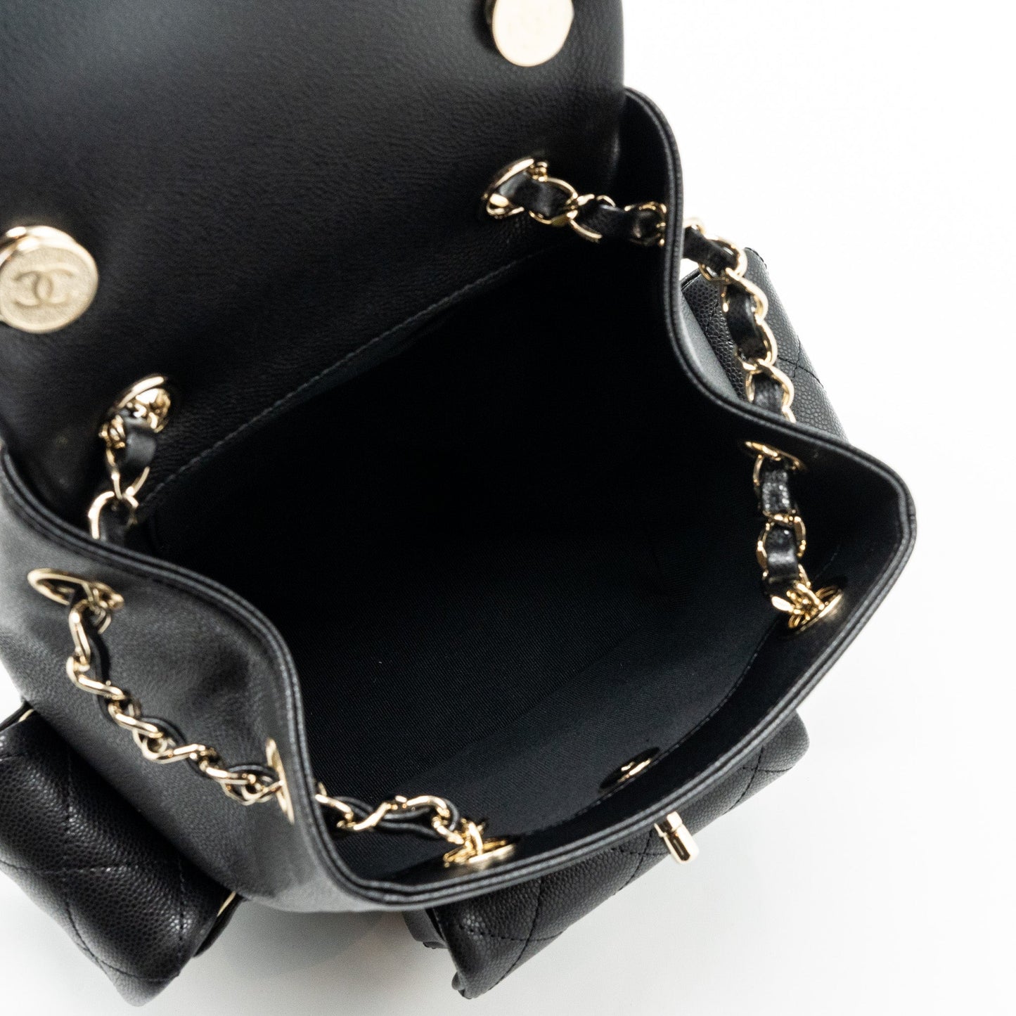 Chanel 23k Triple Pocket Backpack Caviar Black L(Microchip)