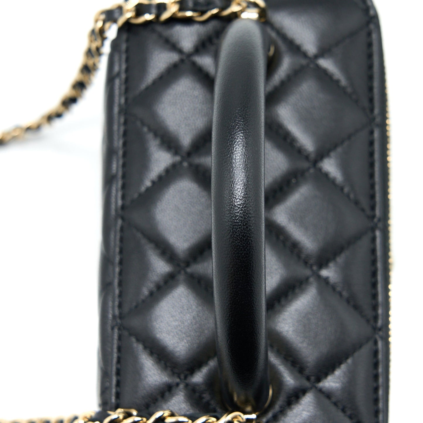 Chanel 22A Top Handle Long Vanity Case Lambskin Black L