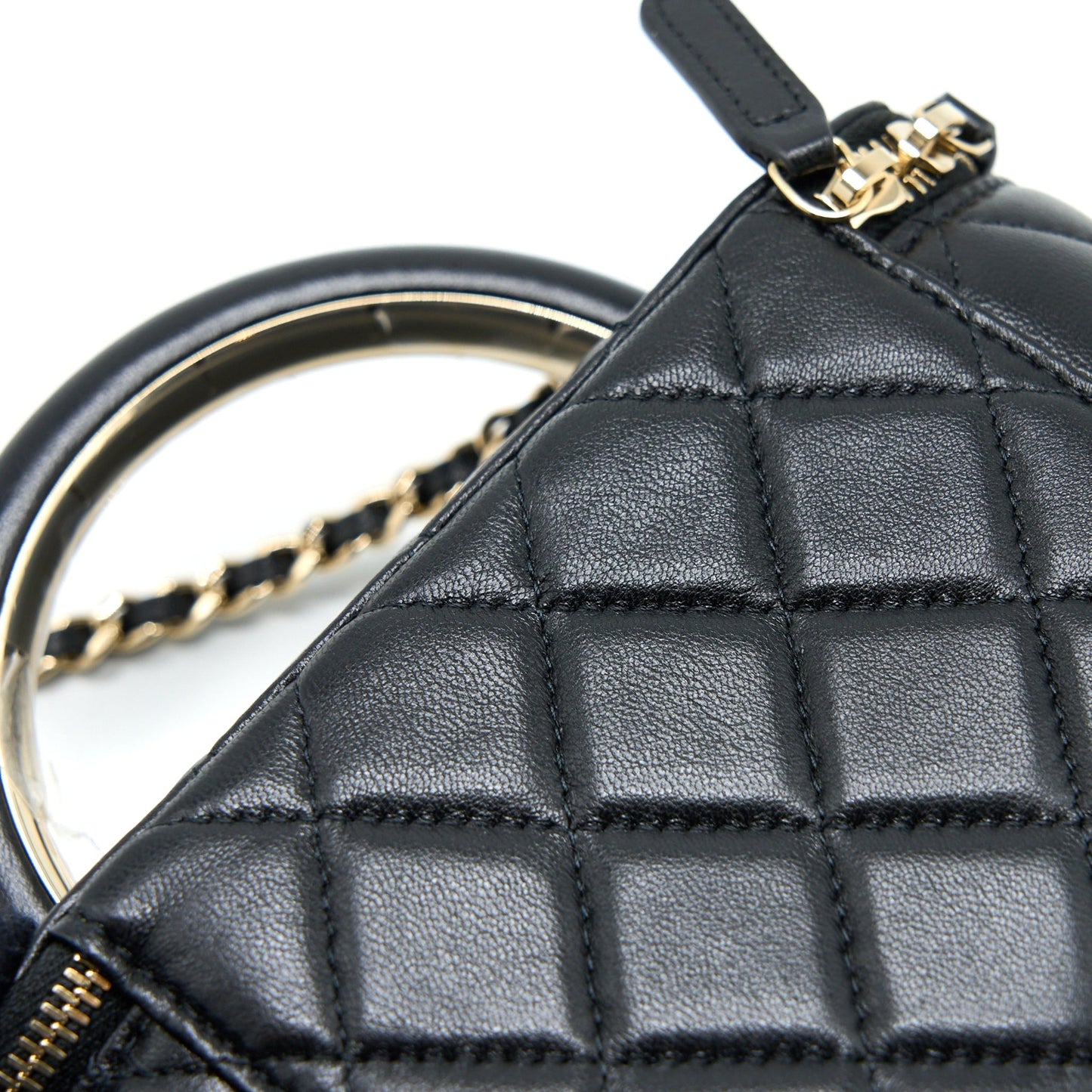 Chanel 22A Top Handle Long Vanity Case Lambskin Black L