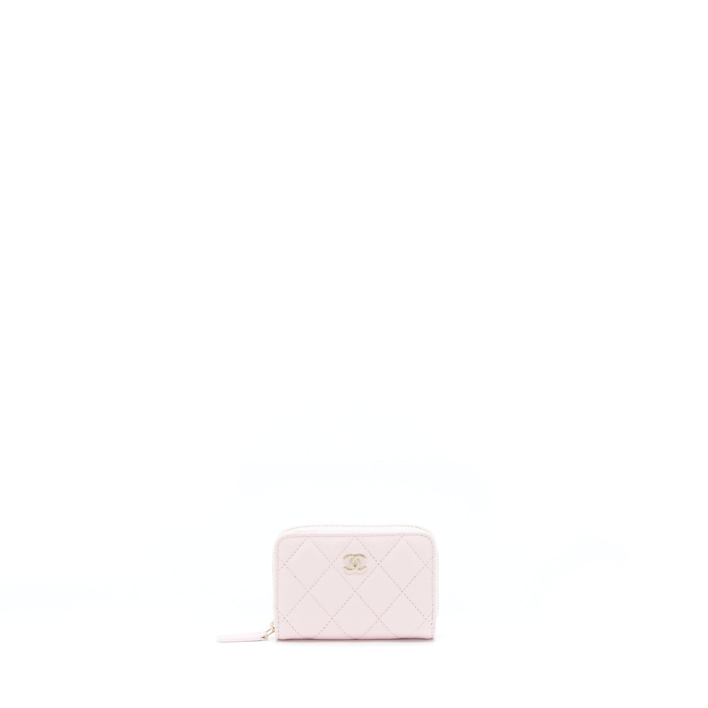 Chanel Zip Card Holder Caviar Light Pink L