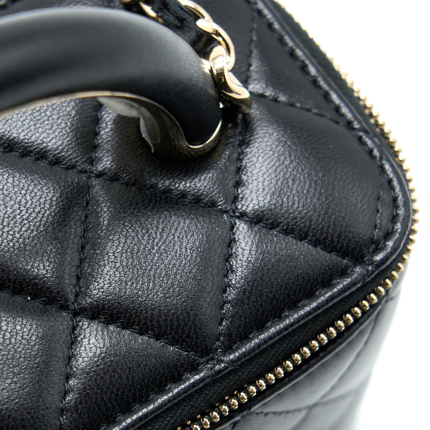 Chanel 22A Top Handle Long Vanity Case Lambskin Black L