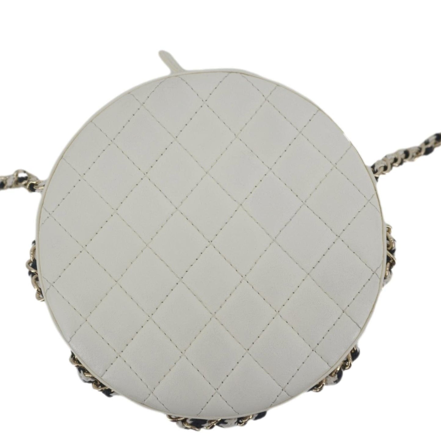 Chanel Coco Lifesaver Leather Round Crossbody Bag White