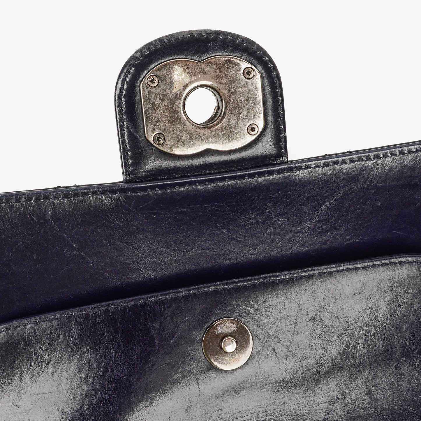 Chanel Perfect Edge Glazed Navy Quilted Calfskin Flap Bag