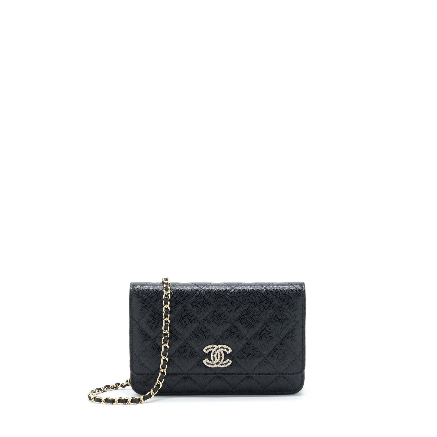 Chanel 22S Detailed CC Logo Wallet On Chain Caviar Black L