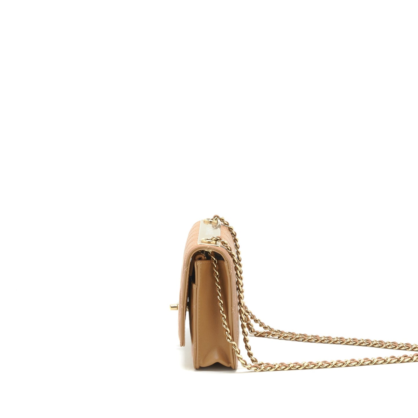 Chanel Trendy CC Wallet On Chain Lambskin Dark Beige L