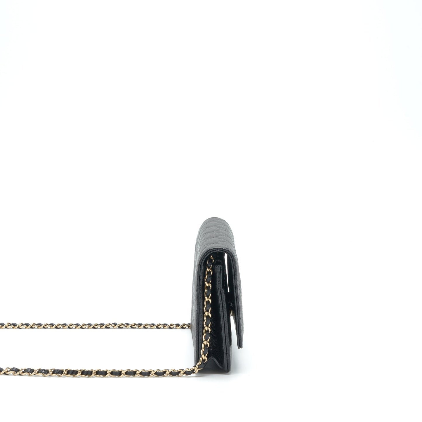 Chanel 22S Detailed CC Logo Wallet On Chain Caviar Black L