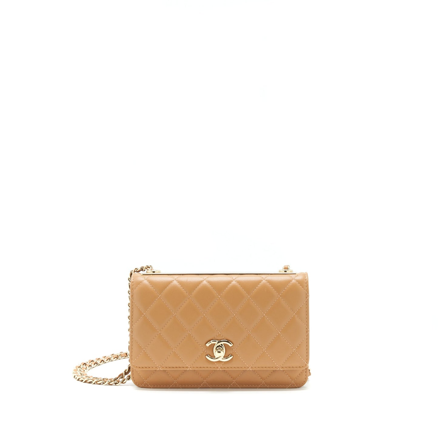 Chanel Trendy CC Wallet On Chain Lambskin Dark Beige L