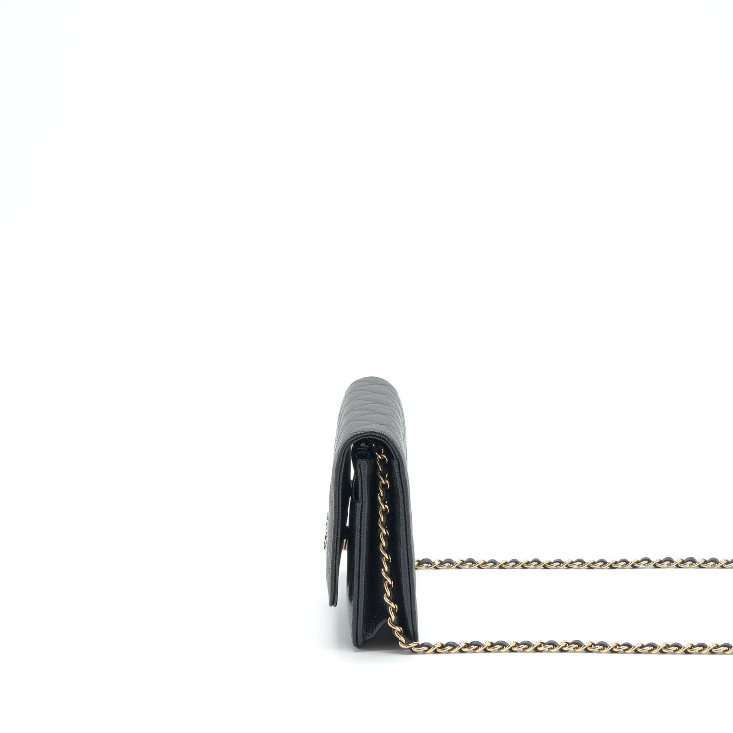 Chanel 22S Detailed CC Logo Wallet On Chain Caviar Black L