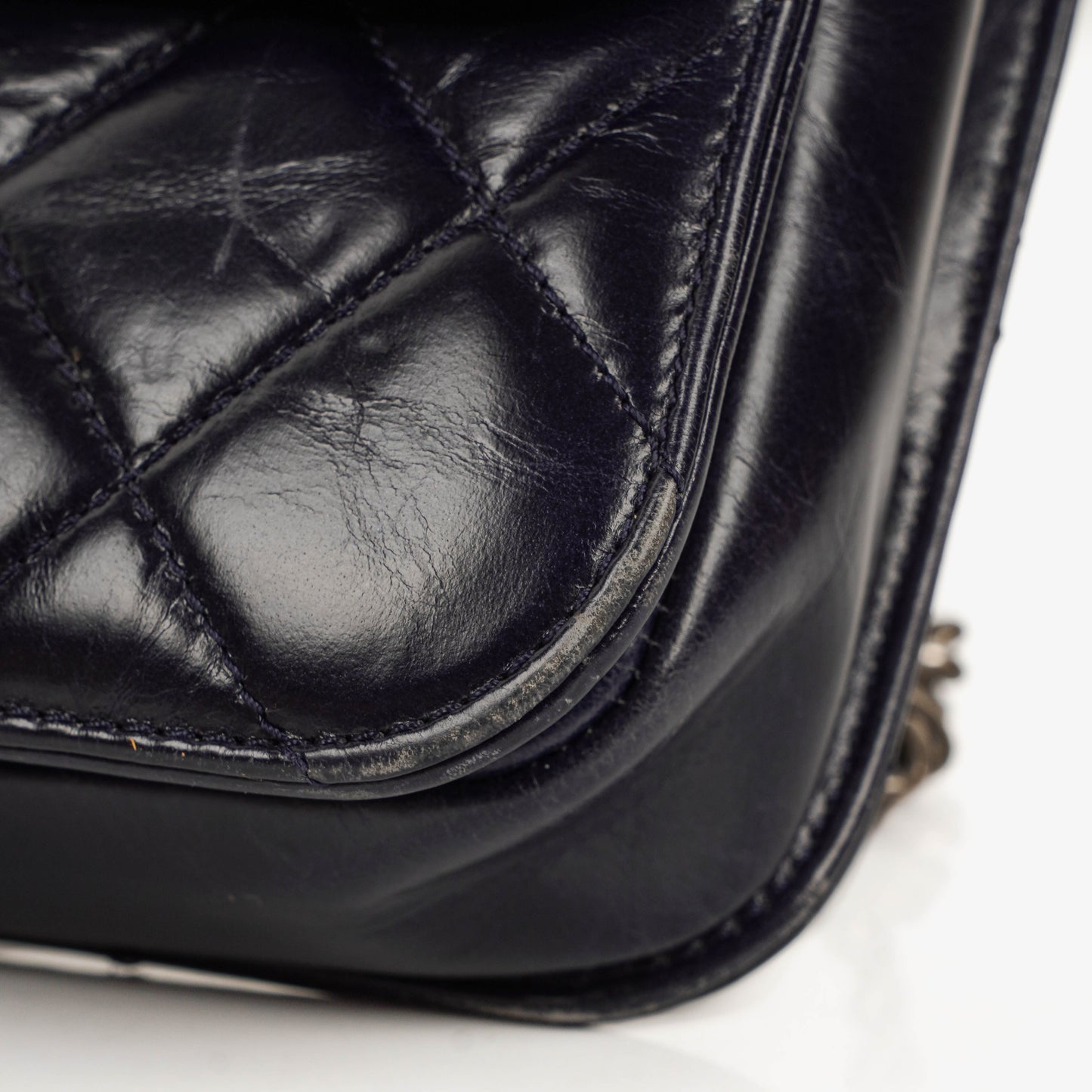 Chanel Perfect Edge Glazed Navy Quilted Calfskin Flap Bag