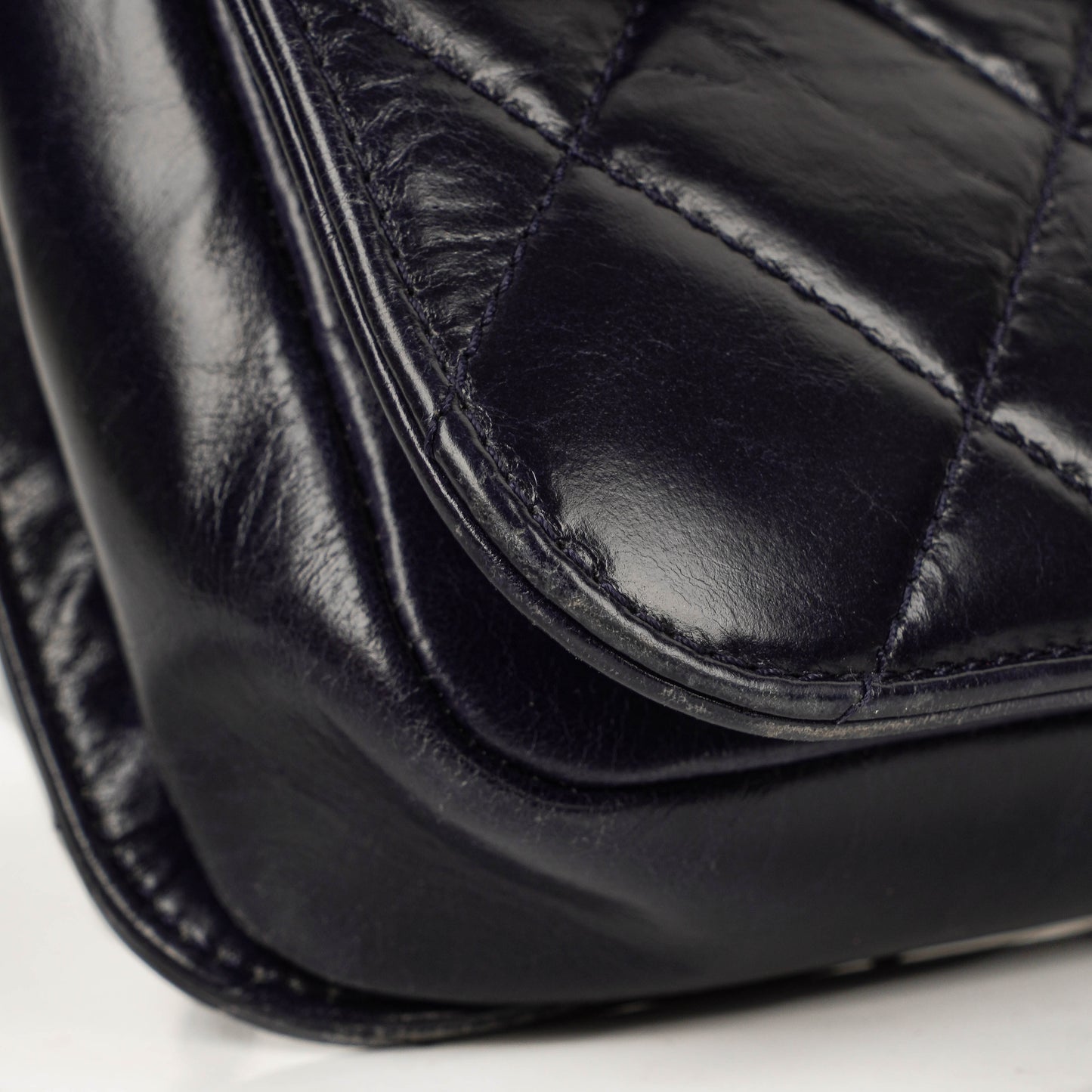 Chanel Perfect Edge Glazed Navy Quilted Calfskin Flap Bag