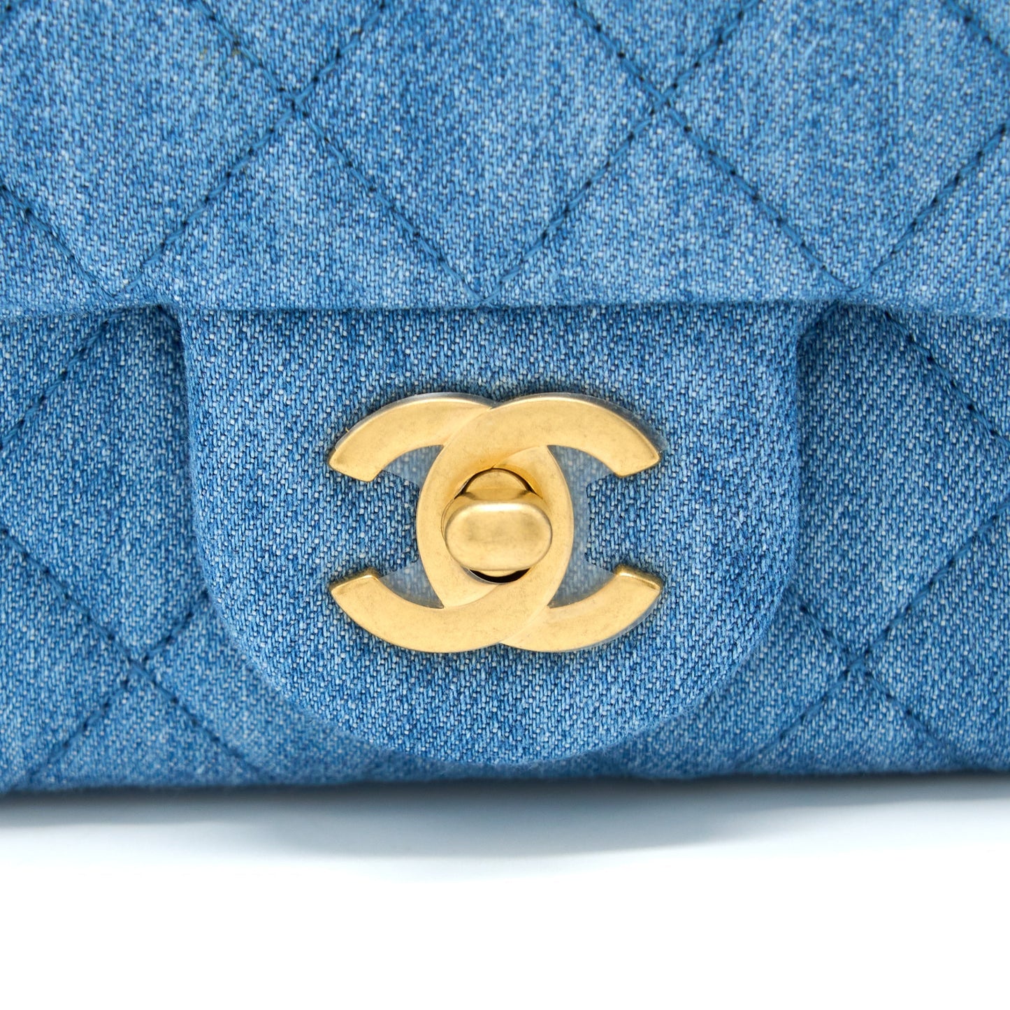 Chanel Pearl Crush Mini Square Flap Bag Denim Brushed  (Microchip)