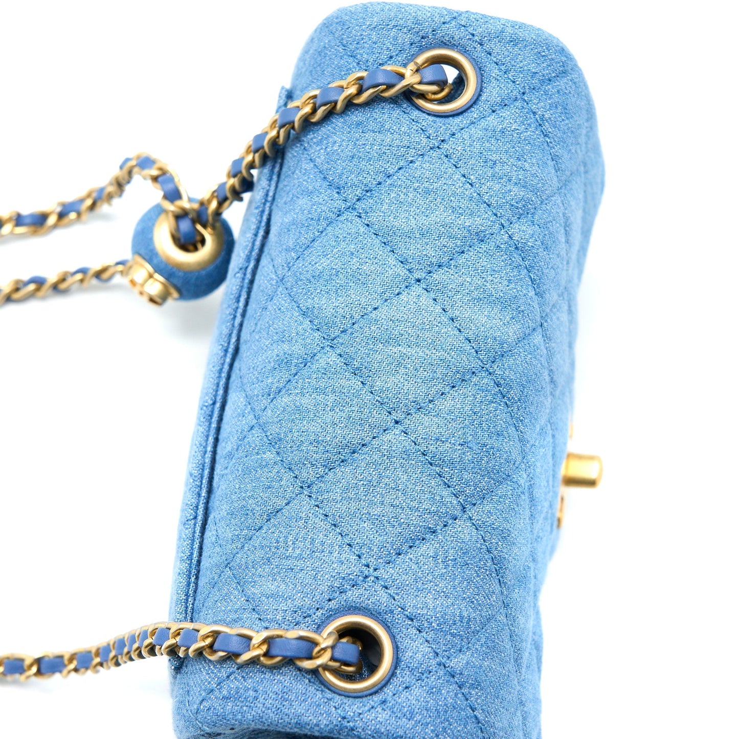 Chanel Pearl Crush Mini Square Flap Bag Denim Brushed  (Microchip)