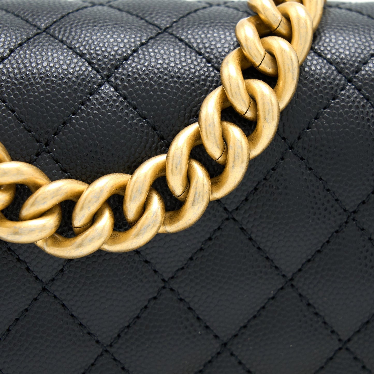Chanel Small Boy Bag Caviar Black With Brushed (Microchip)