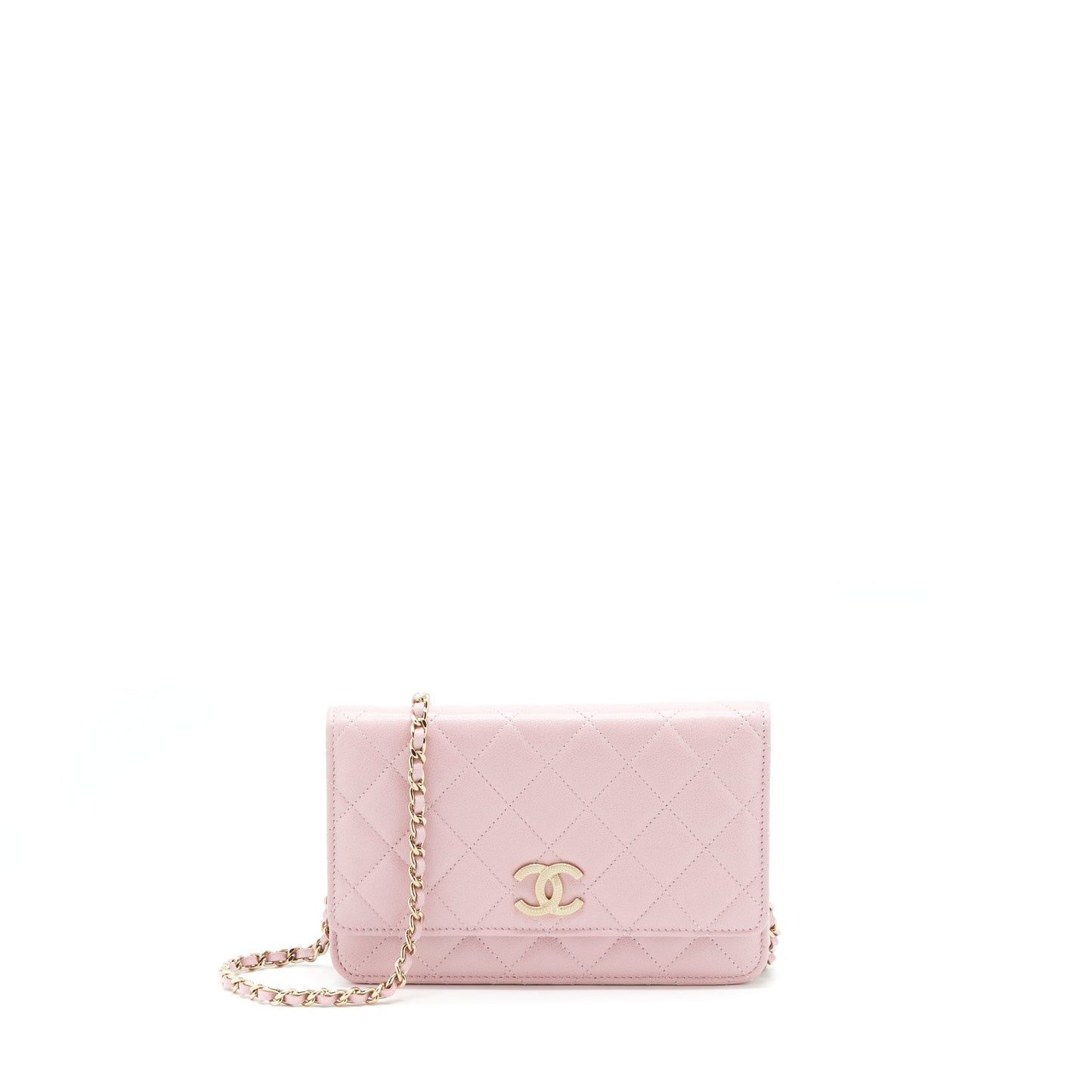 Chanel 22B Wallet On Chain With Detail CC Logo Caviar Light Pink NJ523 L(Microchip)