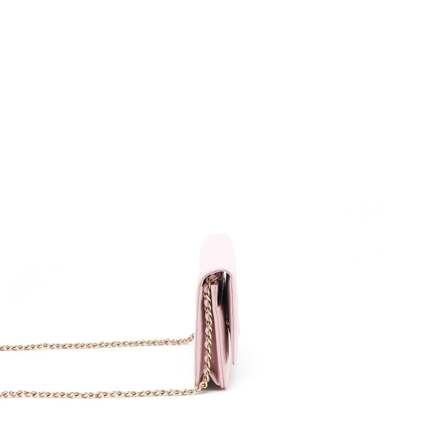 Chanel 22B Wallet On Chain With Detail CC Logo Caviar Light Pink NJ523 L(Microchip)