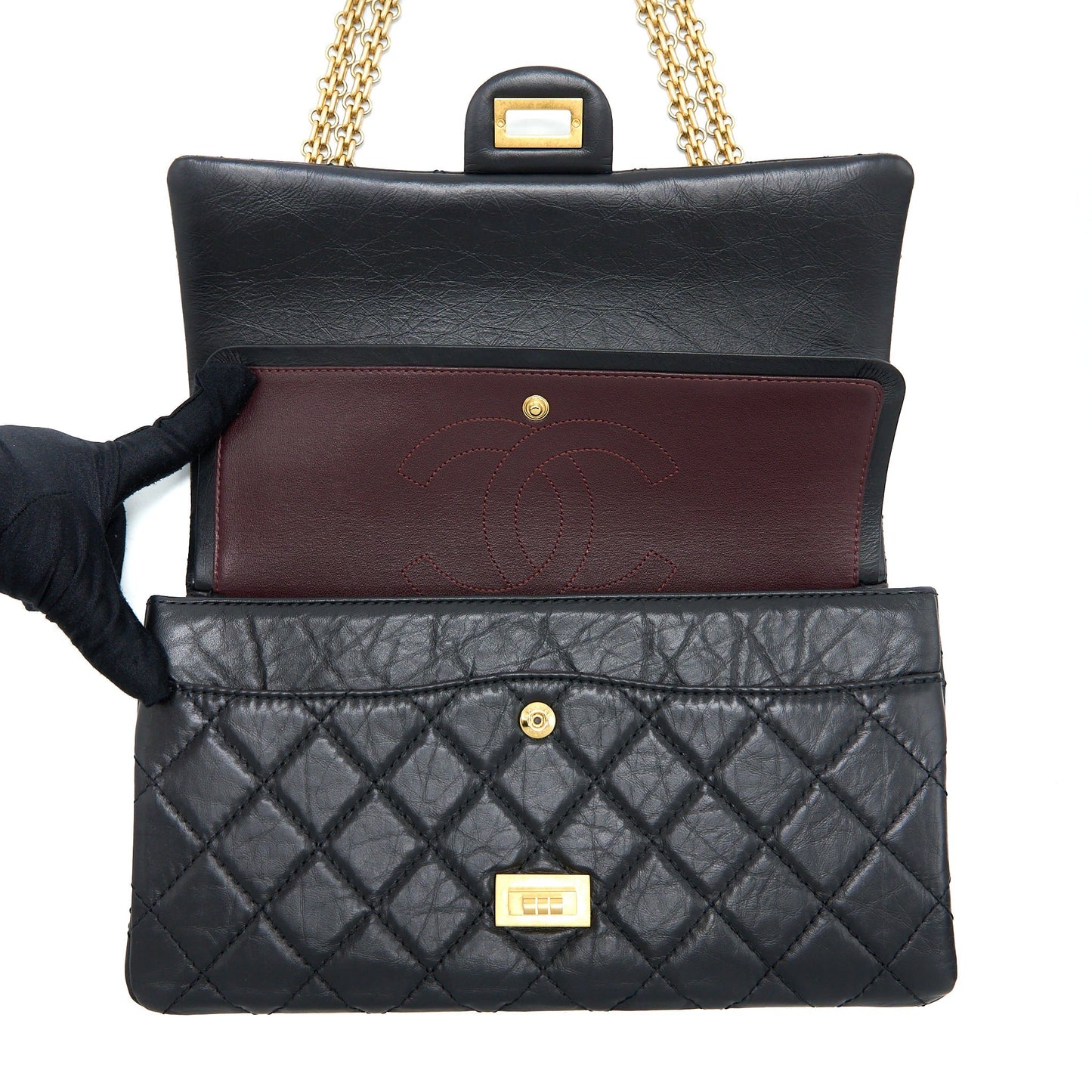 Chanel 2.55 Reissue 226 Aged Calfskin Black Brushed  (Microchip)