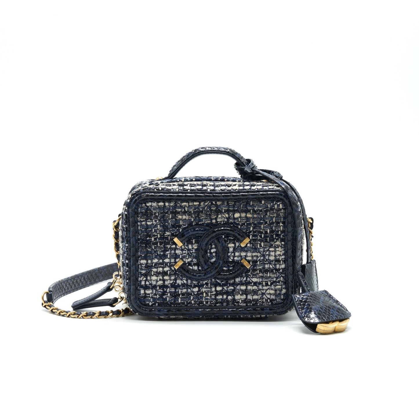 Chanel tweed and Python Small Vanity Case Handbag