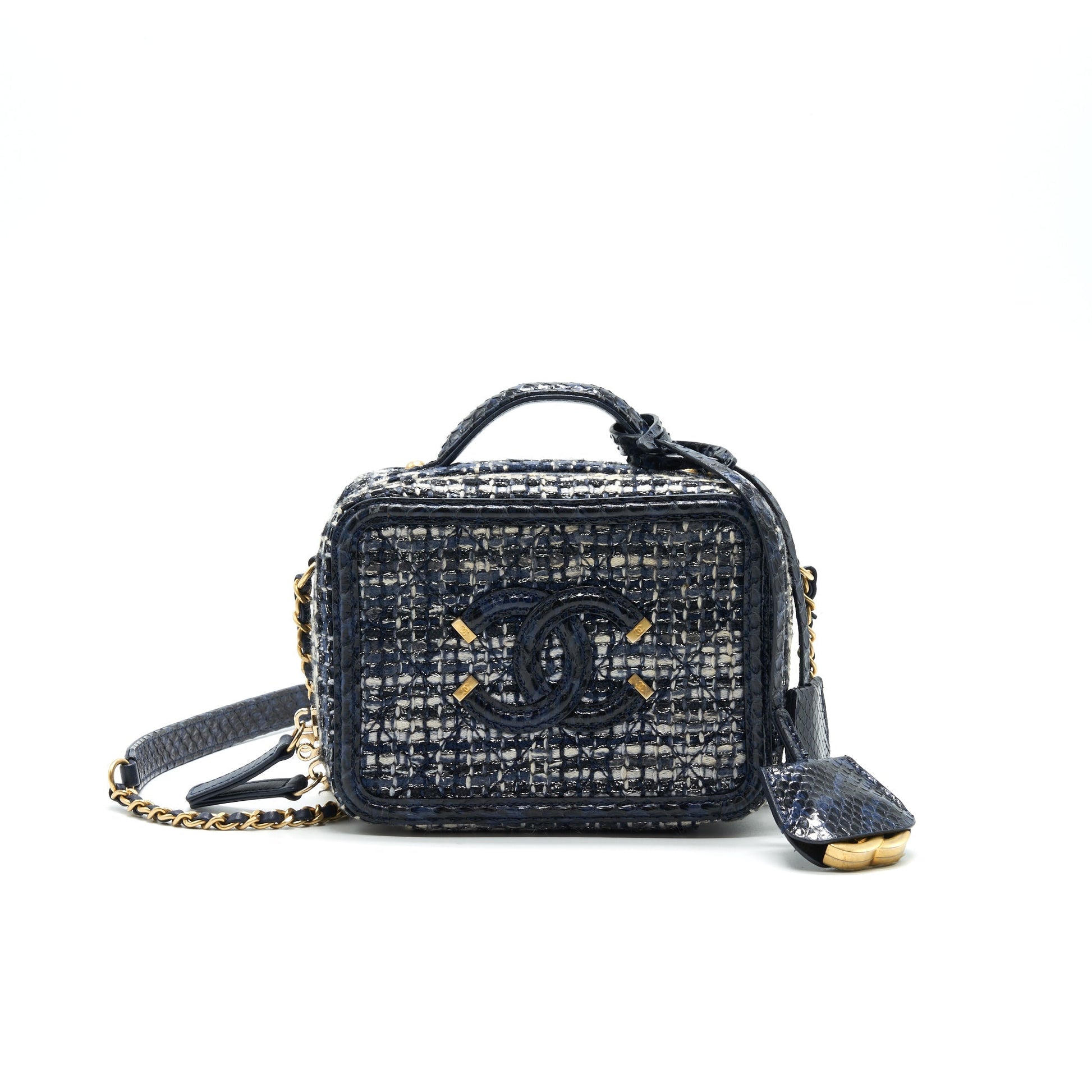 Chanel tweed and Python Small Vanity Case Handbag