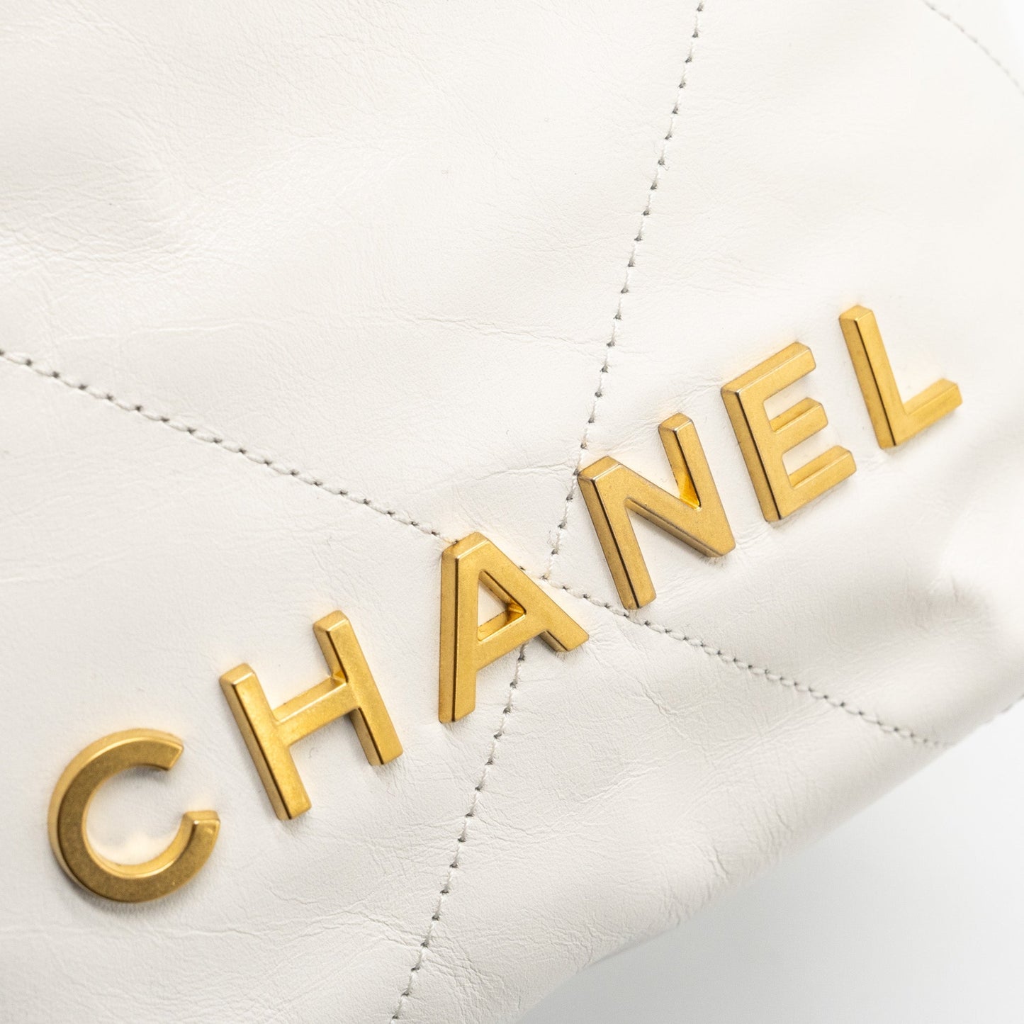 Chanel Mini 22 bag shiny calfskin white  (microchip)