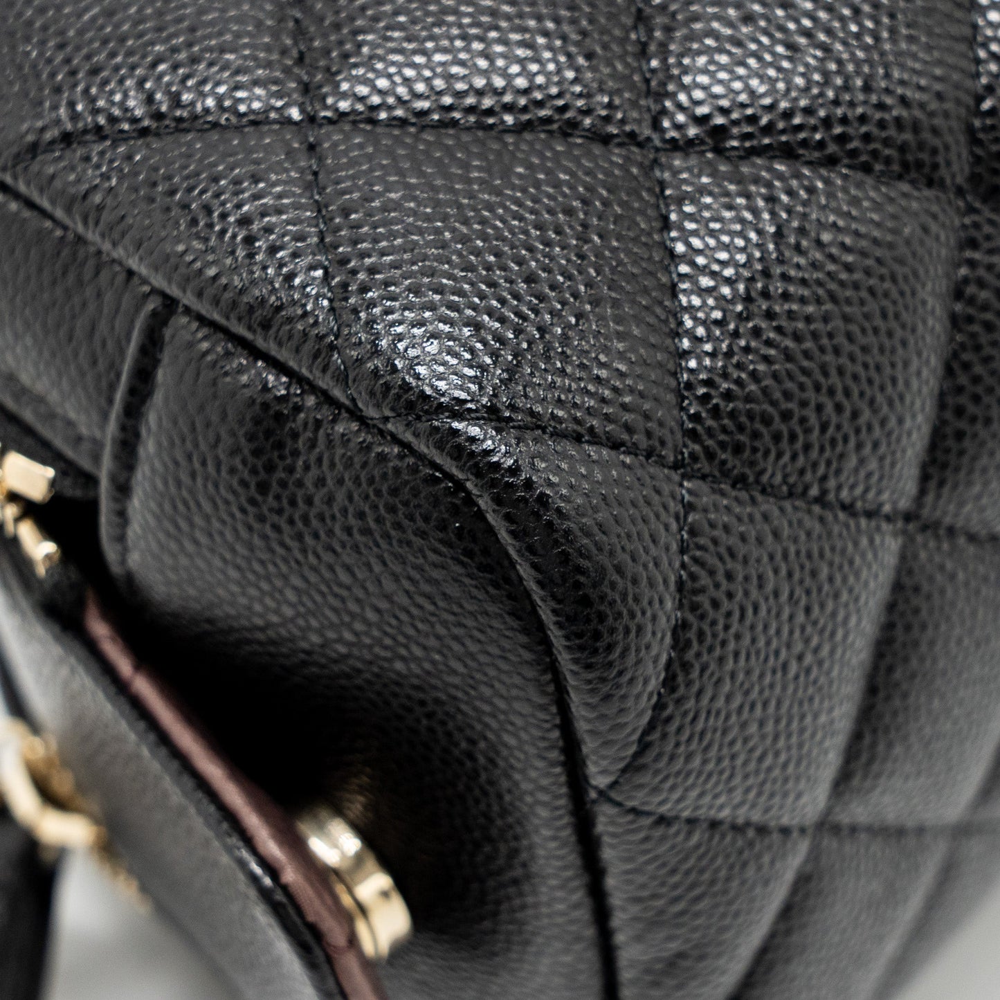 Chanel Double Zip Pouch Cosmetic Case Caviar Black  (Microchip)