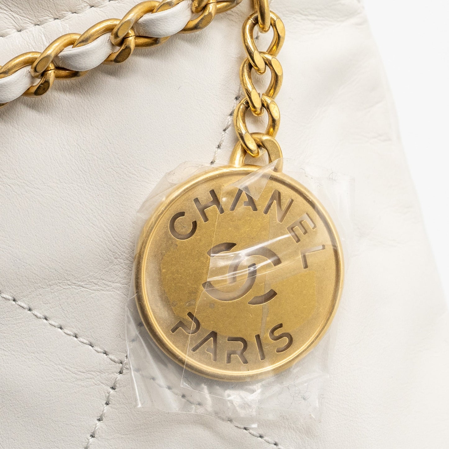 Chanel Mini 22 bag shiny calfskin white  (microchip)