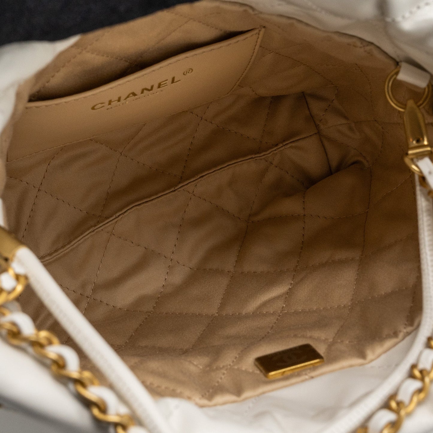 Chanel Mini 22 bag shiny calfskin white  (microchip)