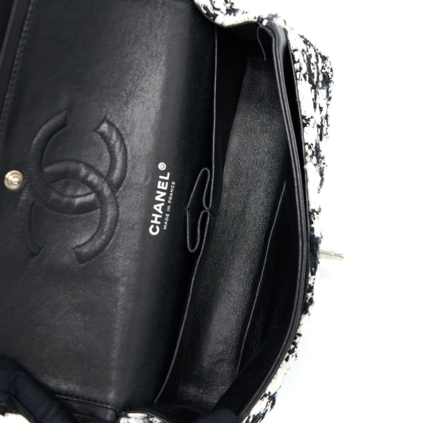 Chanel Classic Double Flap Bag Tweed Black/White
